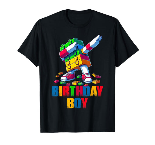 Birthday Boy Dabbing Master Builder Blocks Bricks B Day T-Shirt