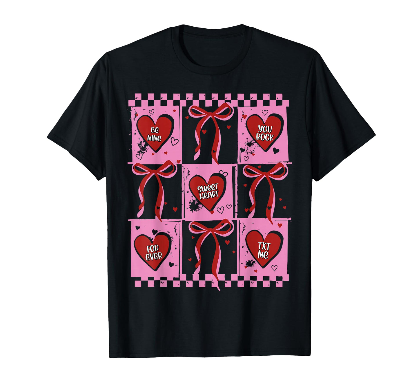 Candy Sweet Hearts Love Valentines Day Coquette Bow T-Shirt