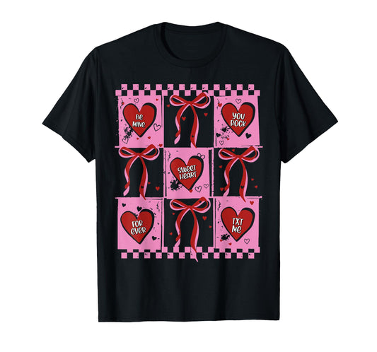 Candy Sweet Hearts Love Valentines Day Coquette Bow T-Shirt
