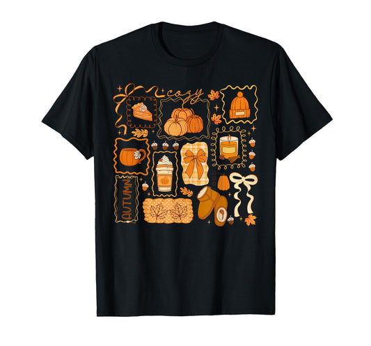 Cozy Season Pumpkin Thanksgiving Autumn Fall Y'all Leaves T-Shirt