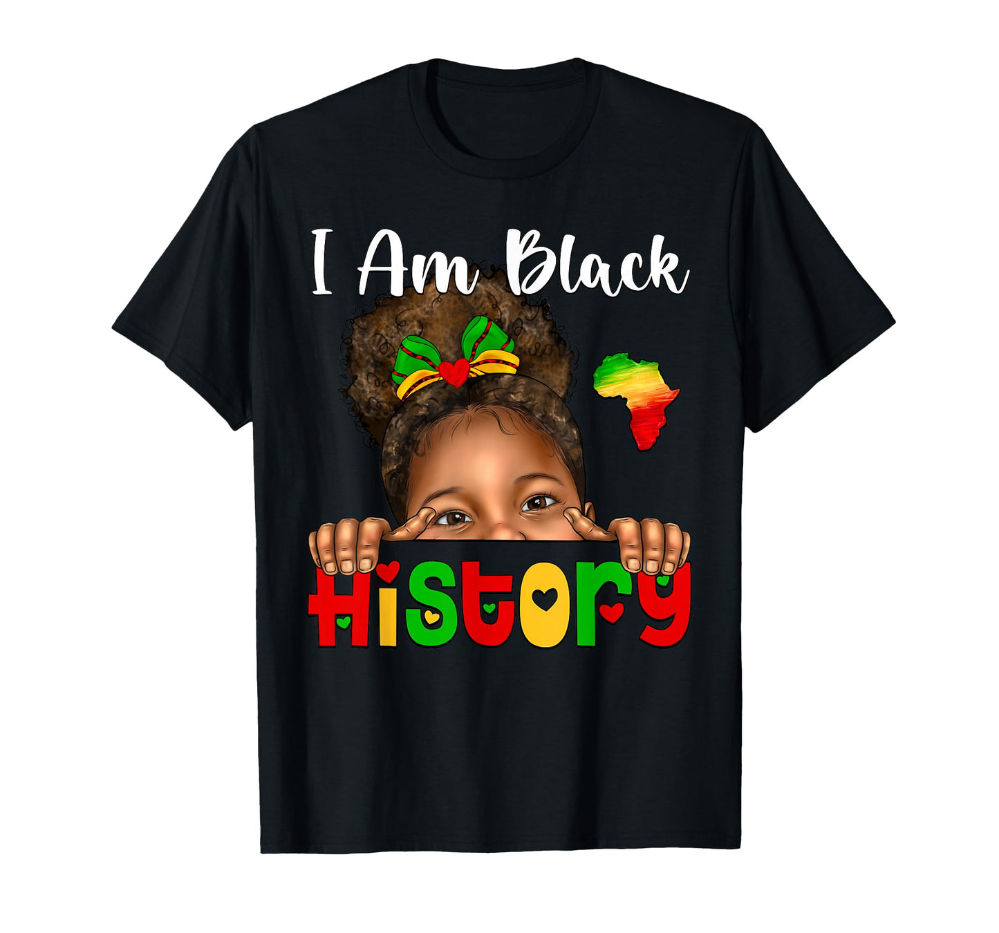 I Am Black History African American Kids Afro Black Girl T-Shirt