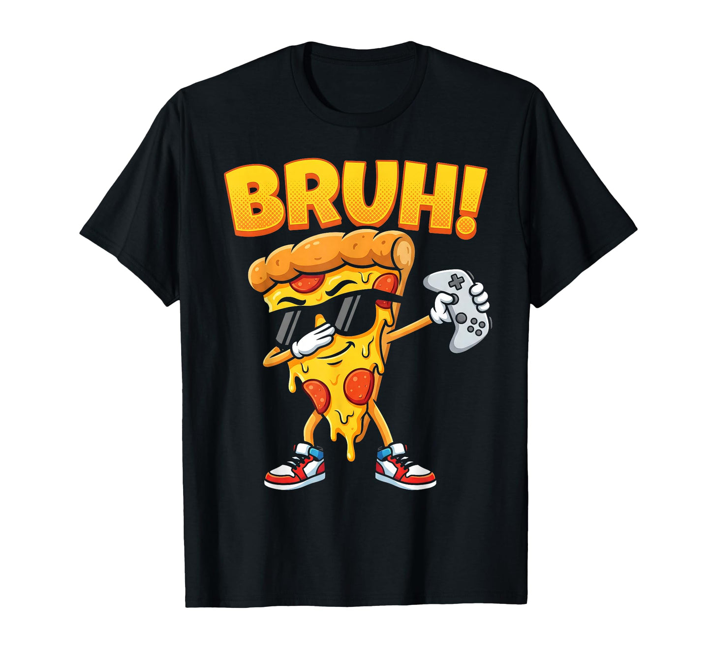 Dabbing Gamer Pizza Slice Bruh Funny Video Gaming Boys T-Shirt