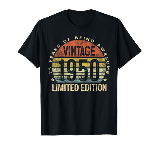 Vintage 1950 Limited Edition 75-Year-Old Gifts 75th Birthday T-Shirt