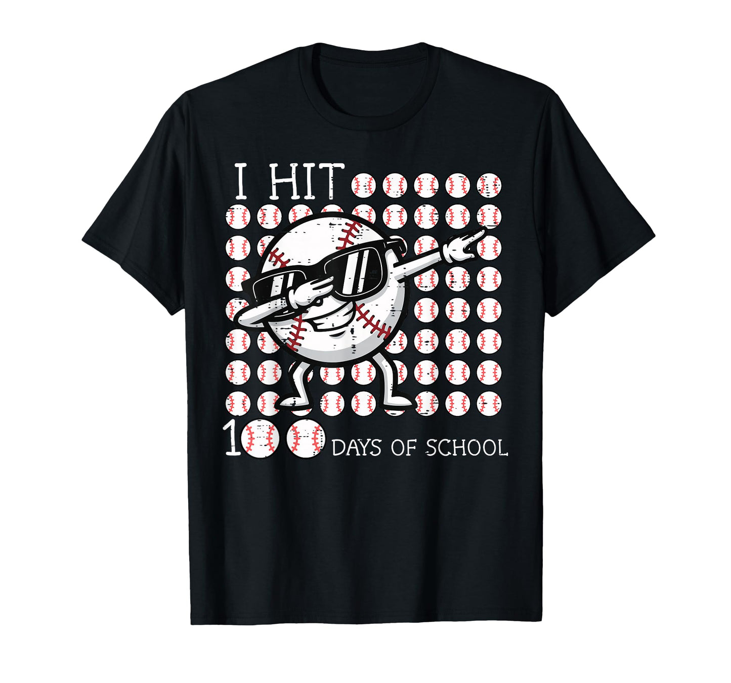I Hit 100 Days of School Dabbing Baseball 100th Day Boy Kids T-Shirt