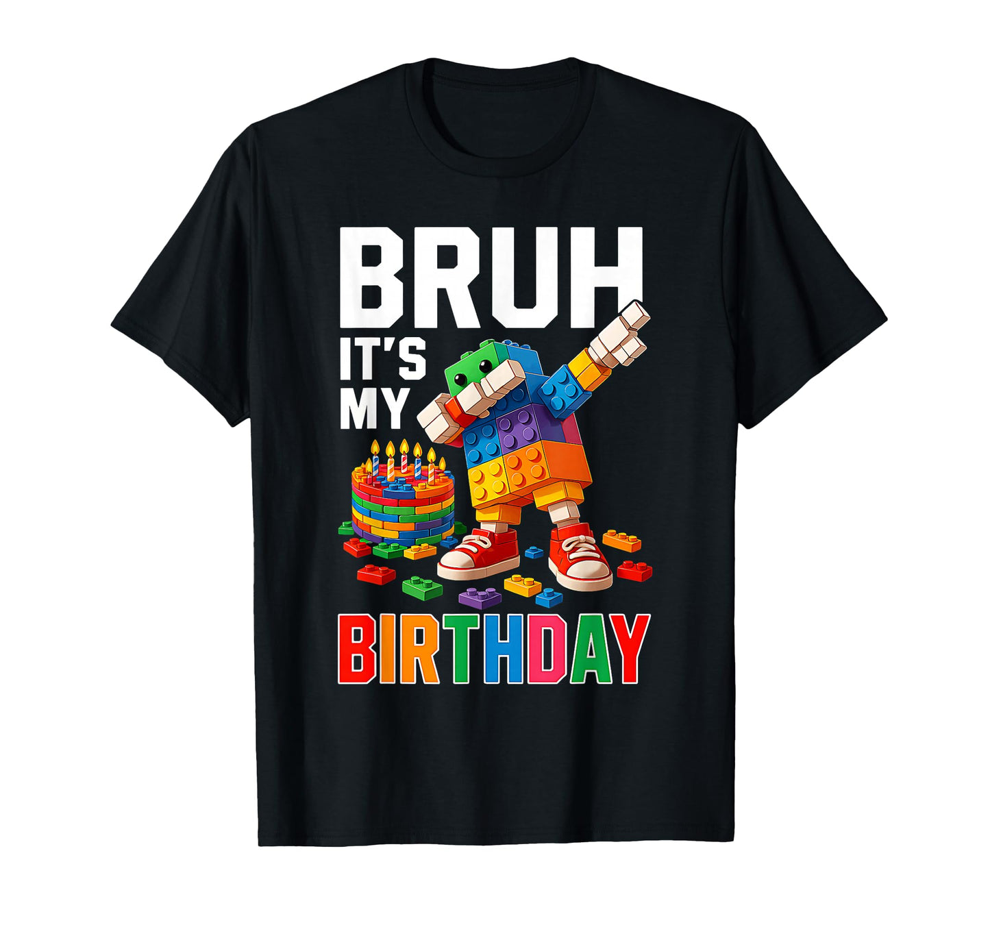 Bruh It's My Birthday Building Bricks Blocks Boys Kids T-Shirt