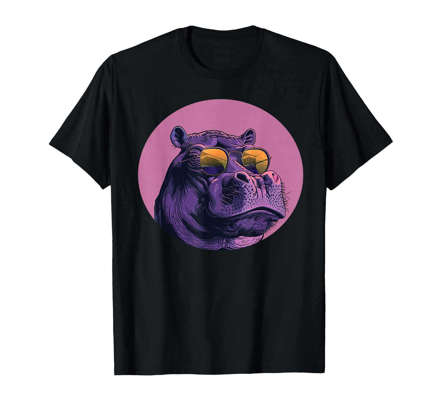 Funny plump bespectacled Hippo with Sunglasses Outfit T-Shirt