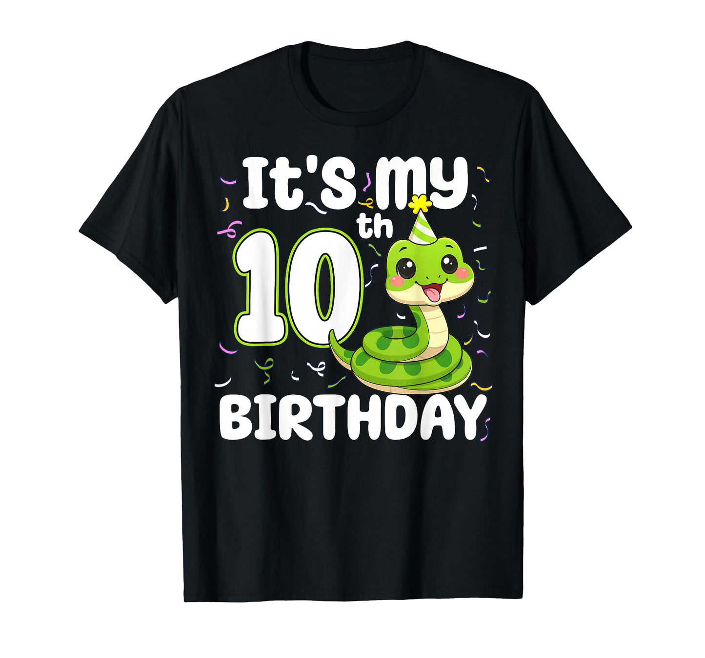 10th Birthday Snake Lover Ten 10 Years Old Birthday Boy Girl T-Shirt