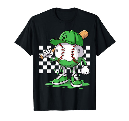 Boys Happy St Patricks Day Kids Baseball Ice Cream Drip T-Shirt