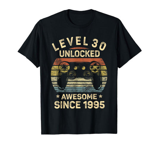 Level 30 Unlocked 30th Birthday 30 Year Old Gifts Gamer Bday T-Shirt