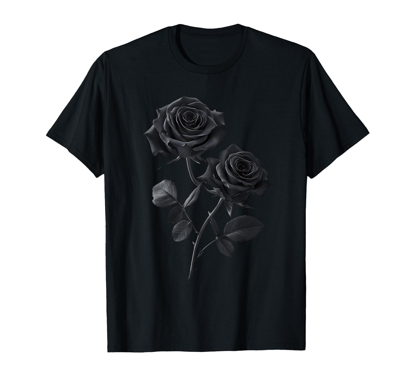 Beautiful Black Roses Flower Couple T-Shirt