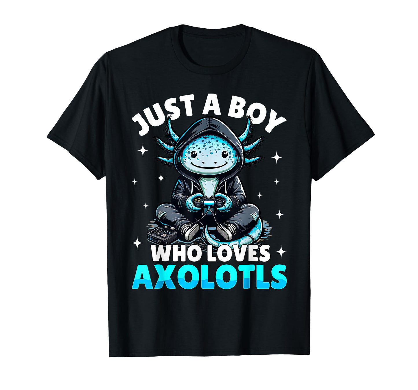Just A Boy Who Loves Axolotls Kids Boys Cute Gamer T-Shirt