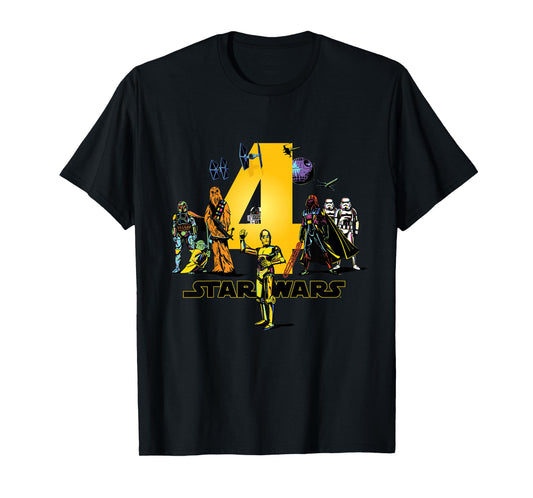 Star Wars Classic Characters Fourth Birthday 4 Years Old T-Shirt