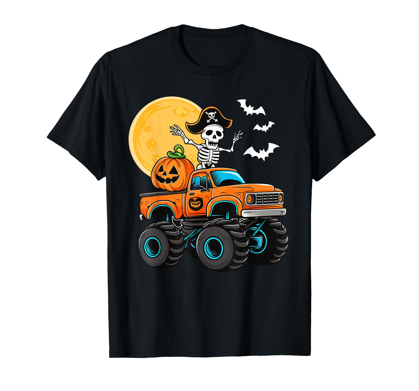 Funny Boys Halloween Monster Truck Skeleton Pirate Toddler T-Shirt