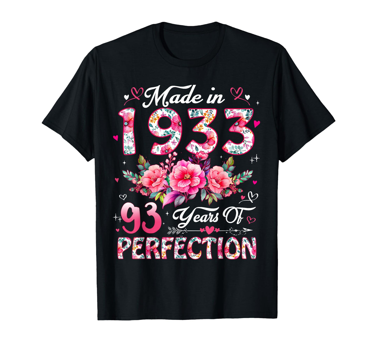 93 Year Old Made in 1933 Floral 93rd Birthday Women T-Shirt