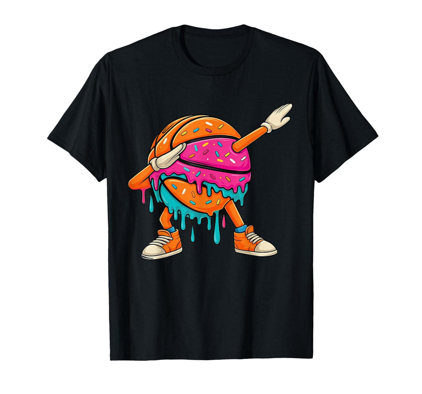 Basketball Drip For Boys Funny Dabbing Basketball Ice Cream T-Shirt