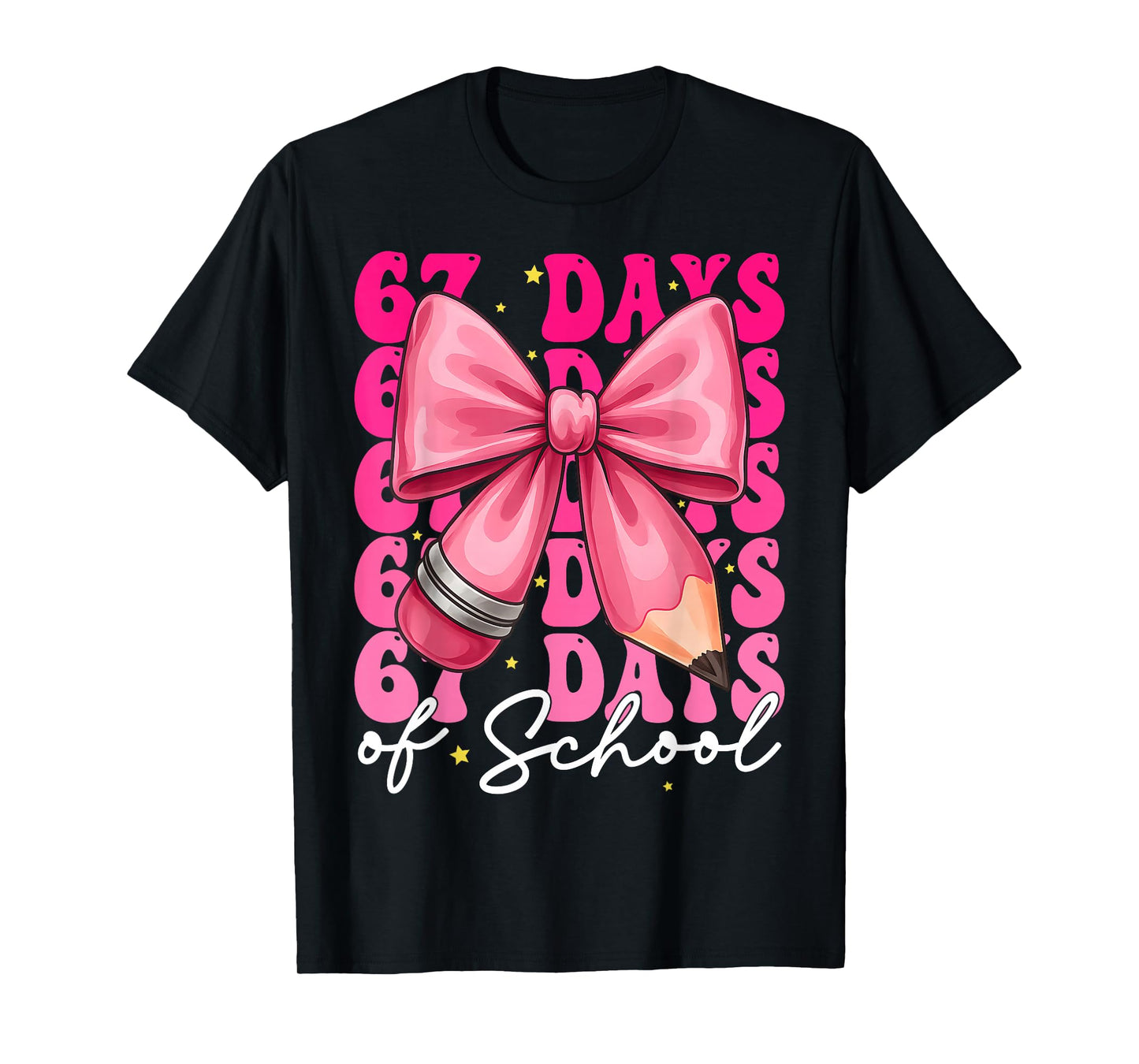67 Days of School Girls Coquette Bow 67th Day of School T-Shirt