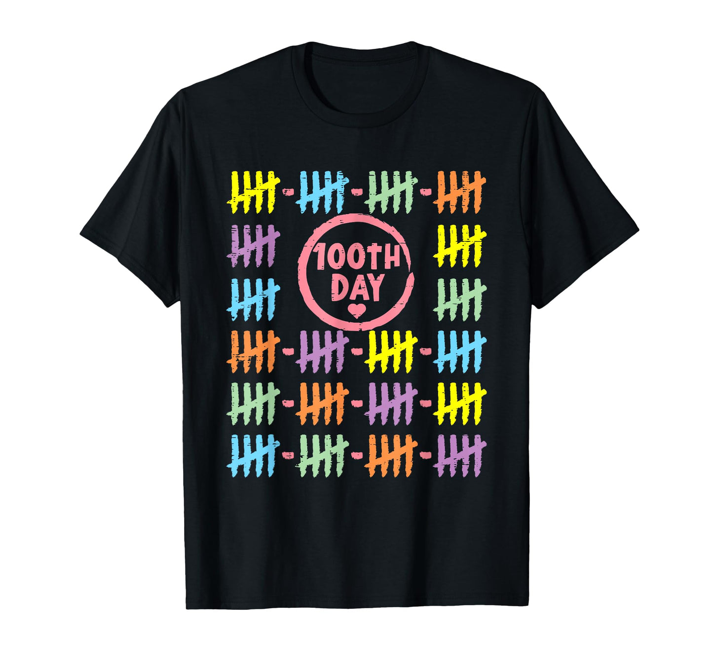 100th Day Rainbow Lines Tally Marks 100 Days of School Gift T-Shirt