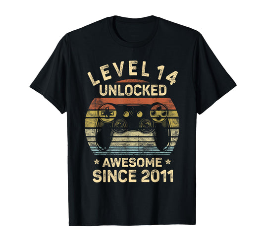 Level 14 Unlocked 14th Birthday 14 Year Old Gifts Gamer Bday T-Shirt