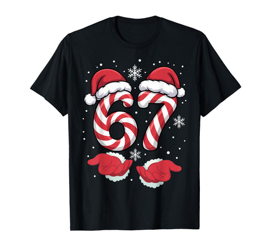 Viral 67 Candy Canes Santa Funny Holiday Kids Xmas Humor T-Shirt