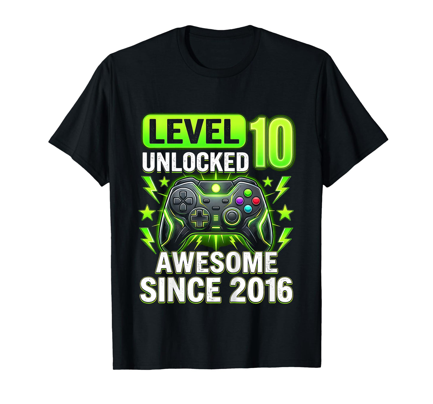 Kids 10th Birthday Gamer Level 10 Unlocked Awesome Since 2016 T-Shirt
