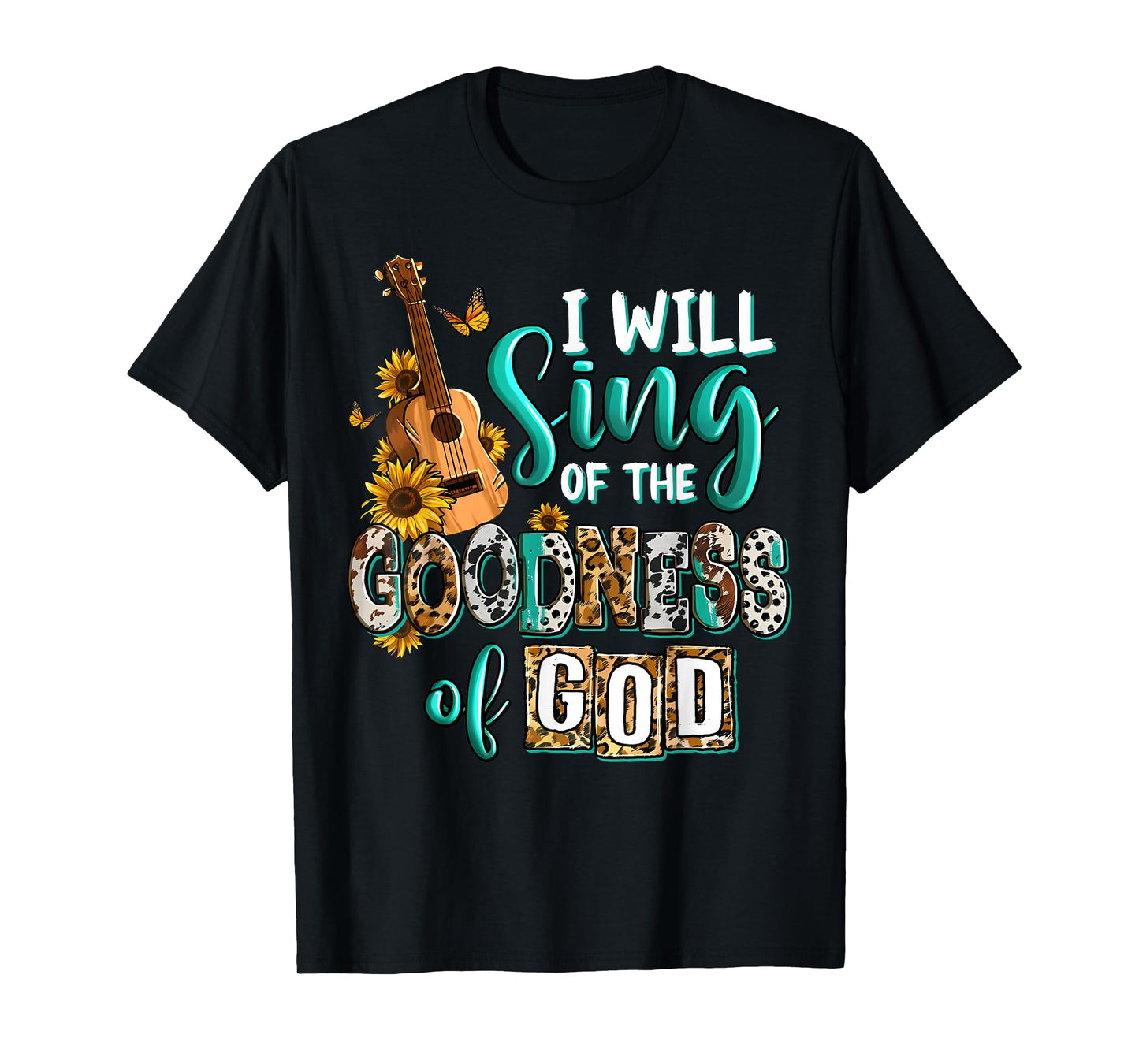 Christian Floral Guitar I Will Sing Of The Goodness Of God T-Shirt