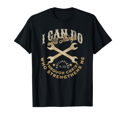 Cool Classic Car Mechanic Wrench Bible Scripture Verse Faith T-Shirt