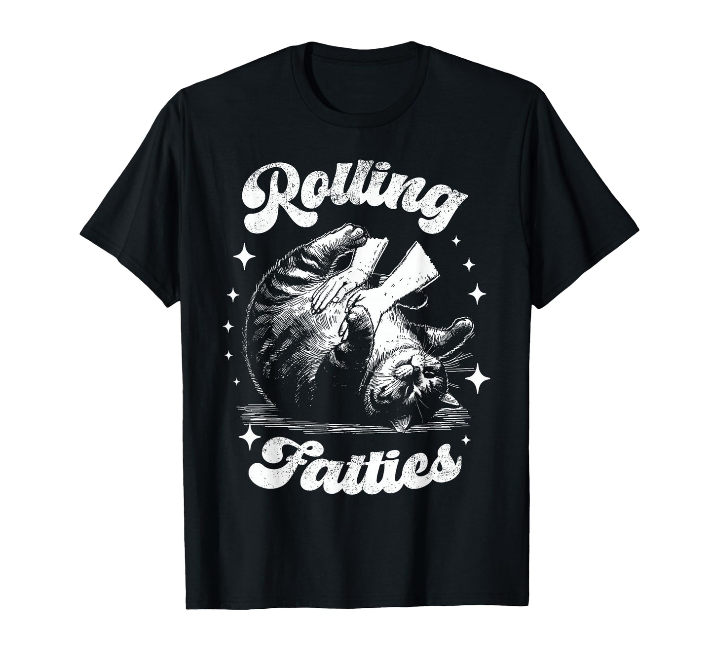 Retro Funny Rolling Fatties Vintage Sarcastic Cat Meme T-Shirt