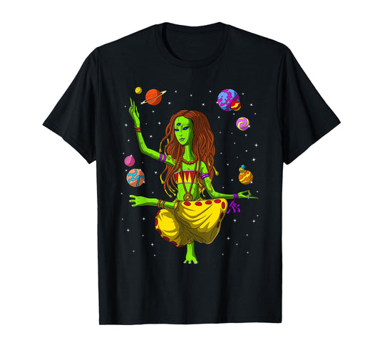 Hippie Alien Yoga Zen Meditation Psychedelic Spiritual Women T-Shirt
