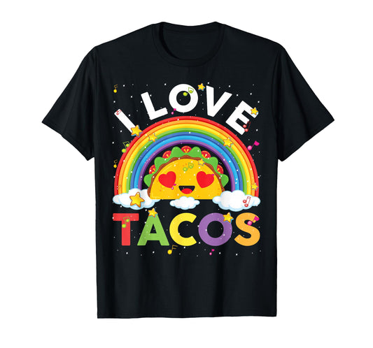 Kids Taco-Shirt Toddler Boys Girls I Love Tacos Cute Rainbow T-Shirt