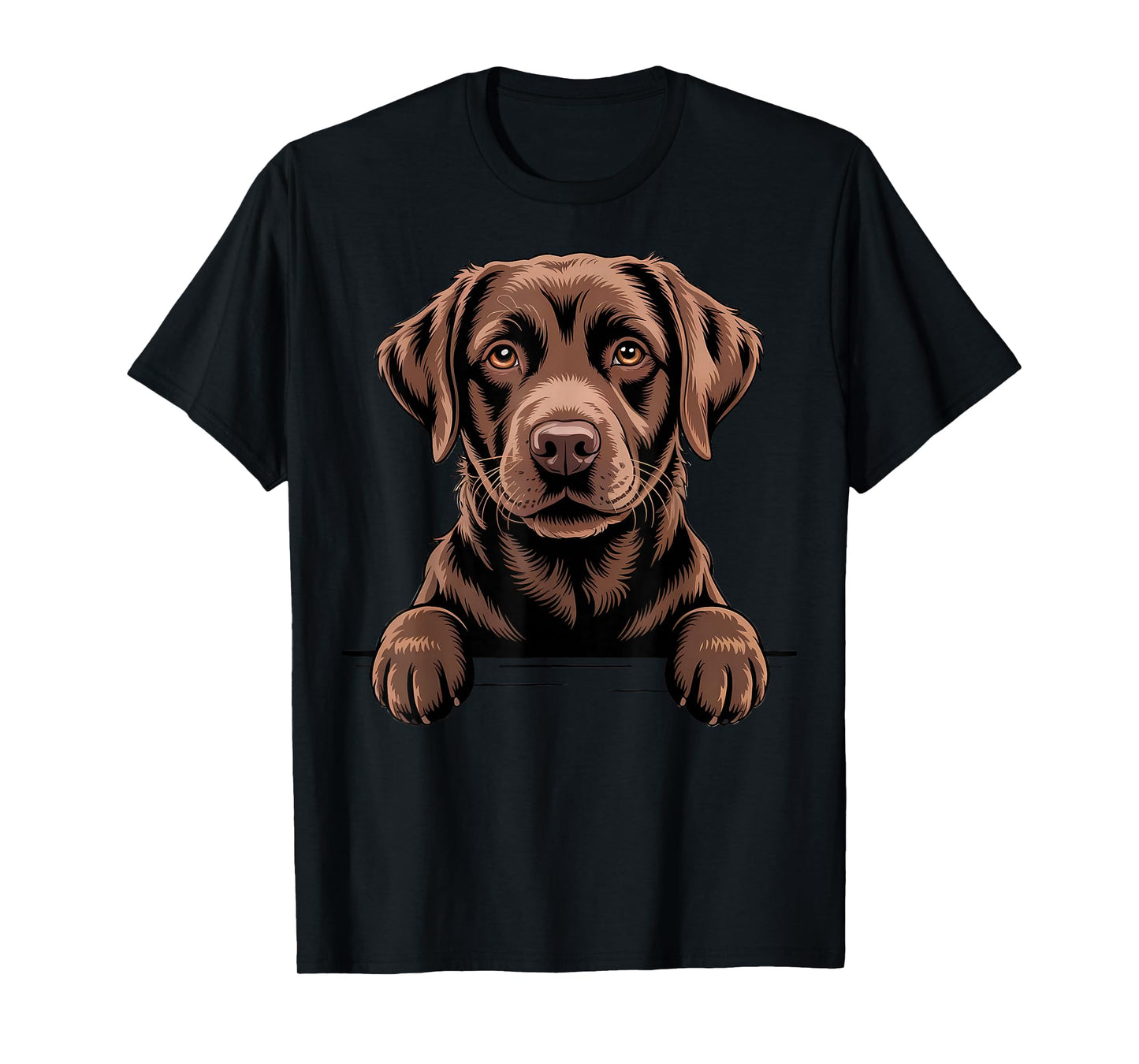 Chocolate Lab Funny Peeking Pocket Labrador Puppy Dog Lover T-Shirt