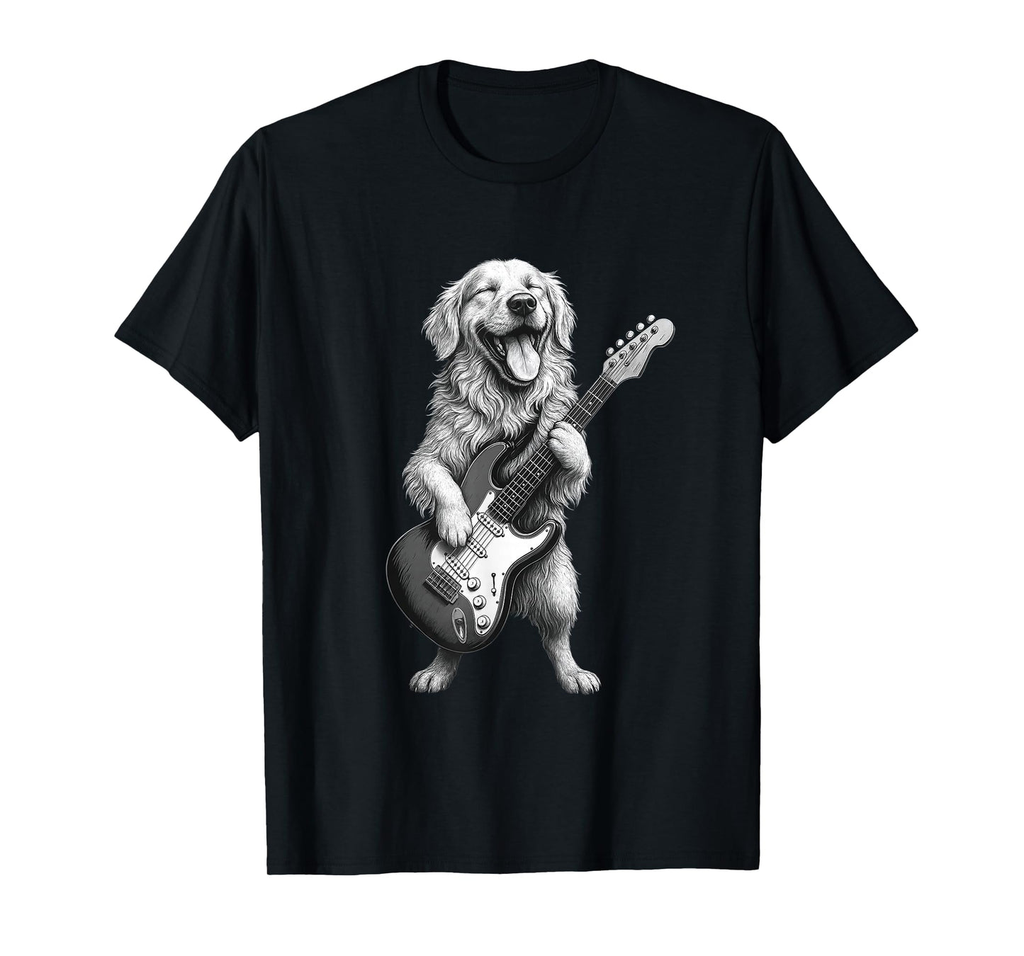Golden Retriever Playing Guitar Funny Dog Lover T-Shirt