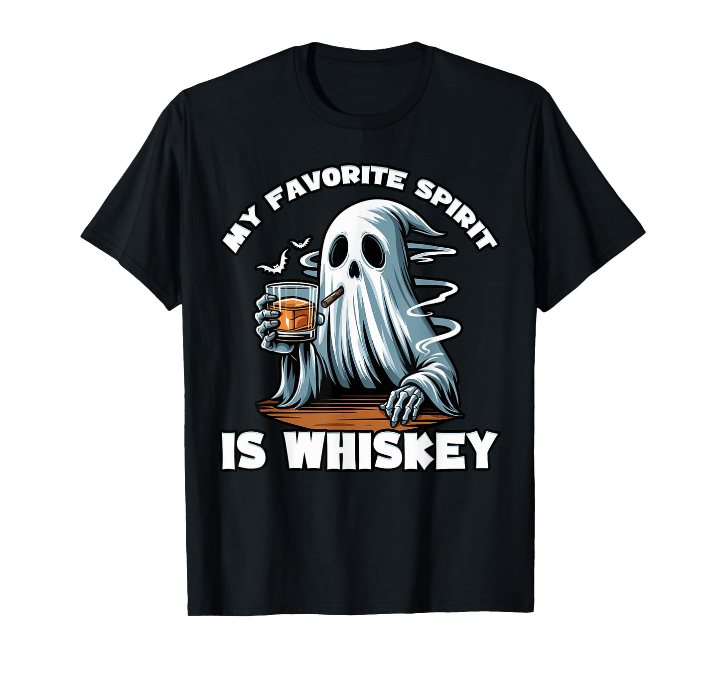My Favorite Spirit is Whiskey | Funny Ghost Drinking Whiskey T-Shirt