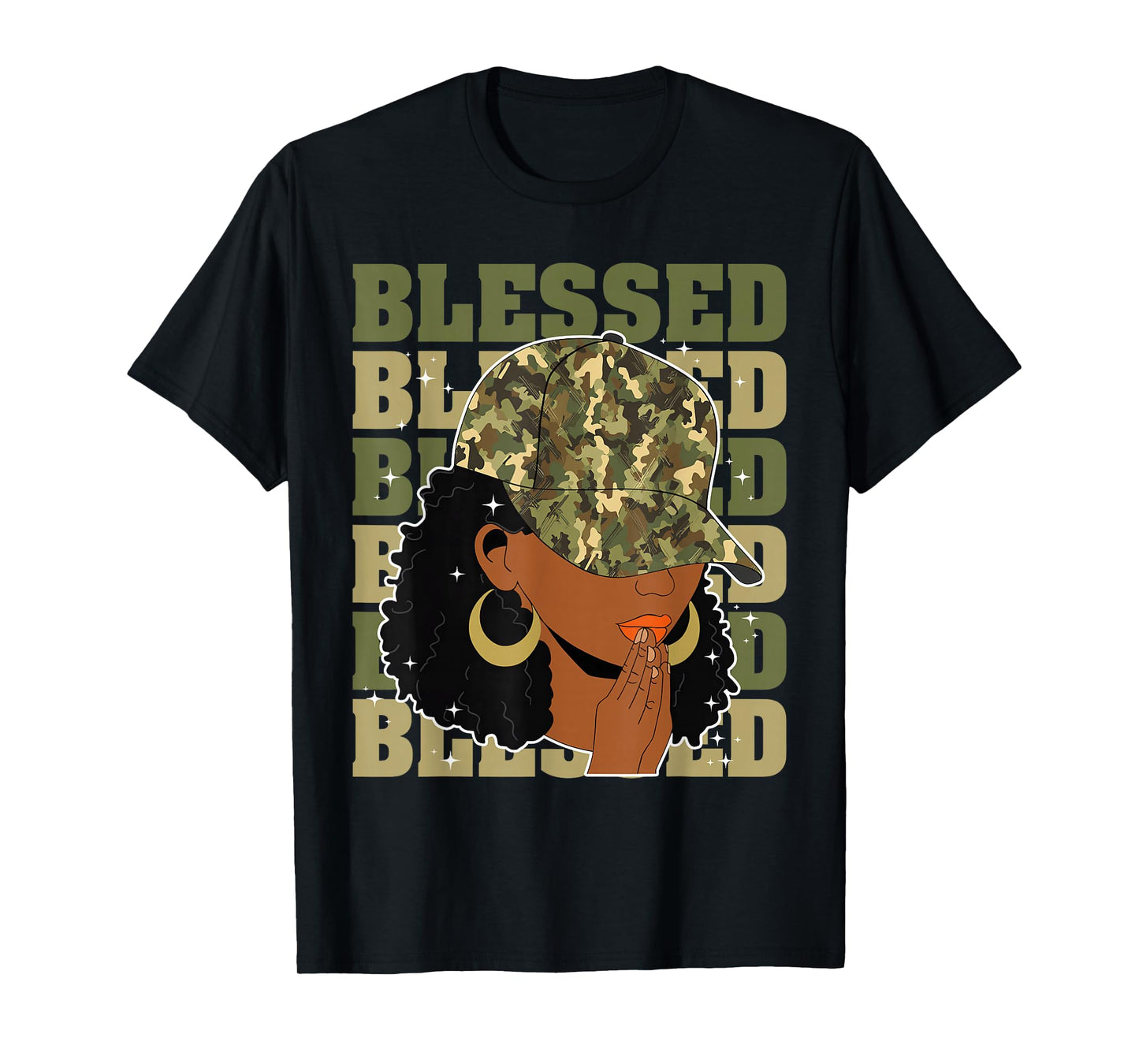 Blessed Black Woman Afro African American Christian Saying T-Shirt