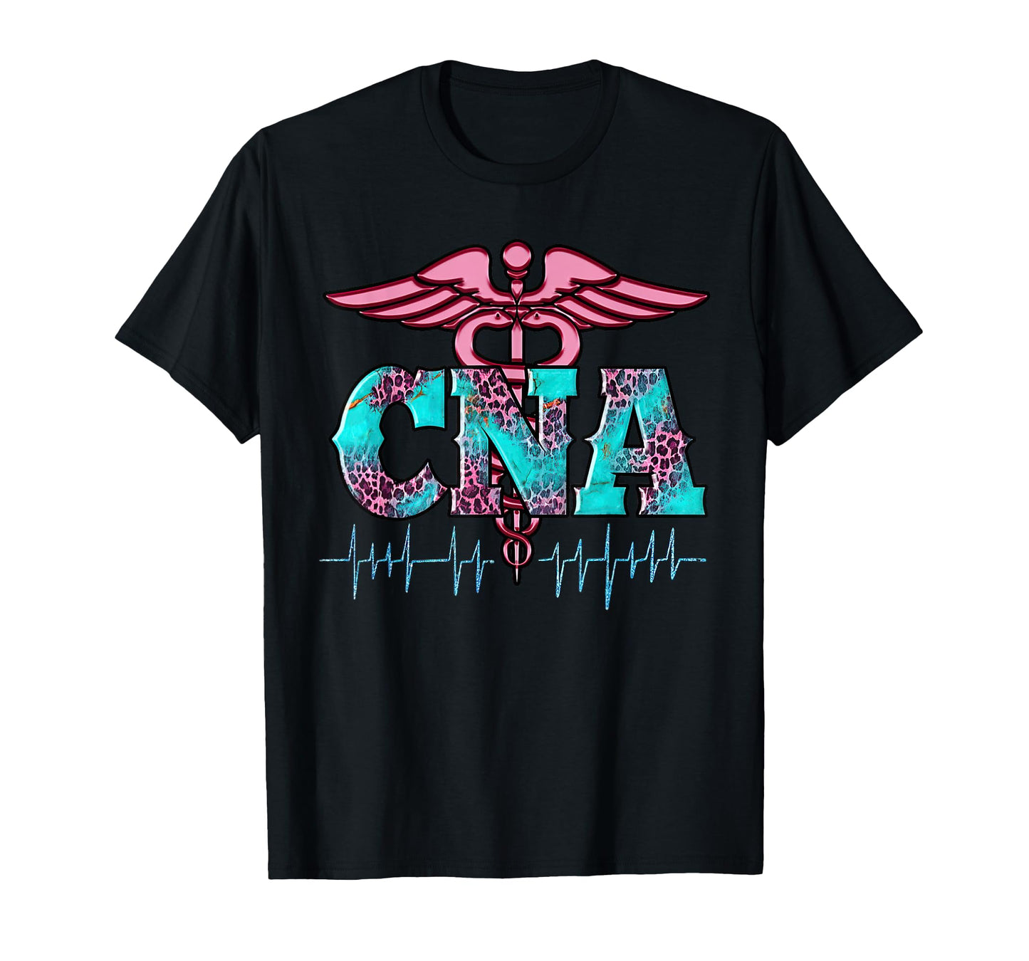 Pink And Blue Leopard CNA Nurse Christmas Pajamas For Team T-Shirt