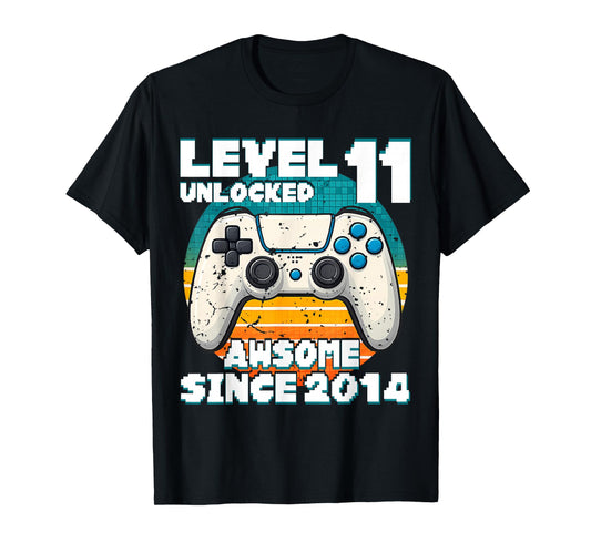 Level 11 Unlocked Awesome Since 2014 Gaming 11th Birthday T-Shirt