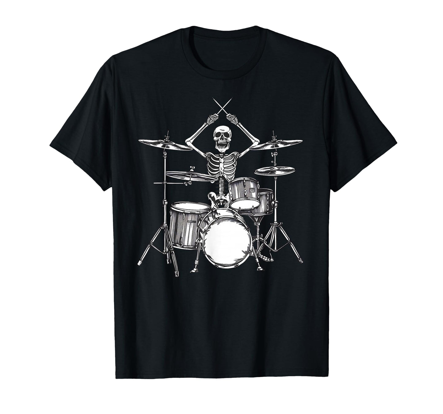 Skeleton Percussionist Drummer Halloween Rock & Roll Music T-Shirt