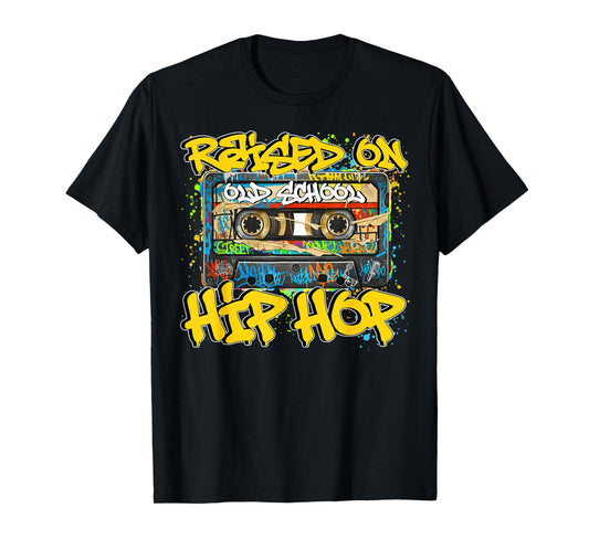 Raised On 80s 90s Old School Hip Hop Cassette Graffiti T-Shirt