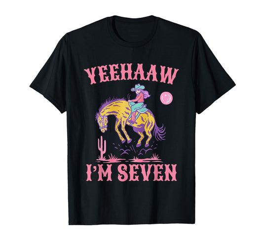 Kids 7 years old Cowgirl Western Rodeo 7th Birthday girl T-Shirt
