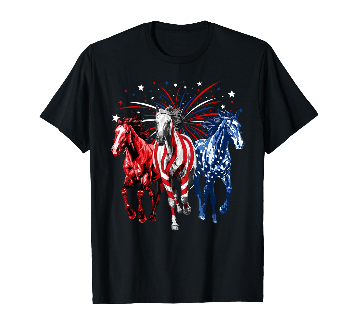 4th Of July Horse Lovers Red White And Blue American Flag T-Shirt