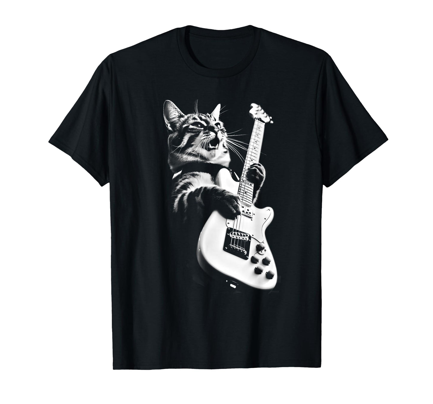 Unknown Designer Rock Cat Playing Guitar - Funny Guitar Cat T-Shirt