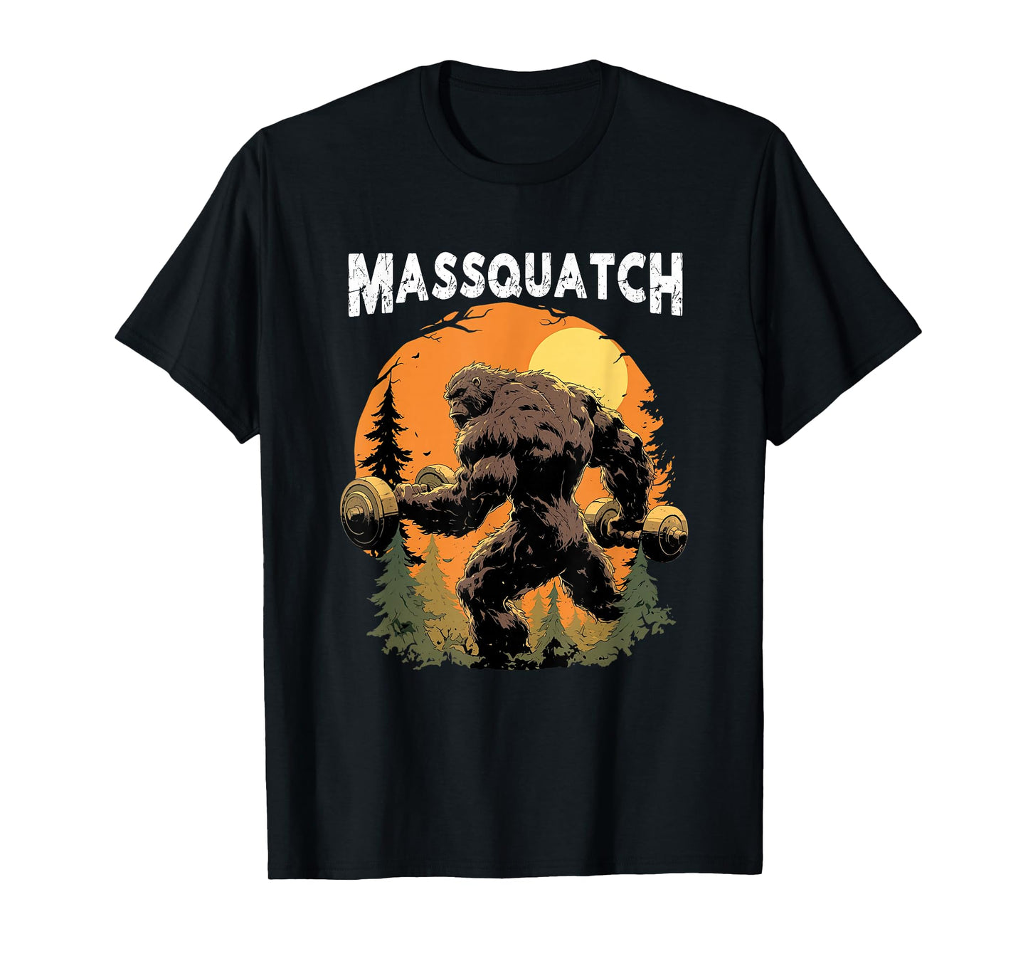 Hairy Animal Workout Merch Bigfoot Massquatch Funny Sasquatch Workout Gym Weightlifter T-Shirt