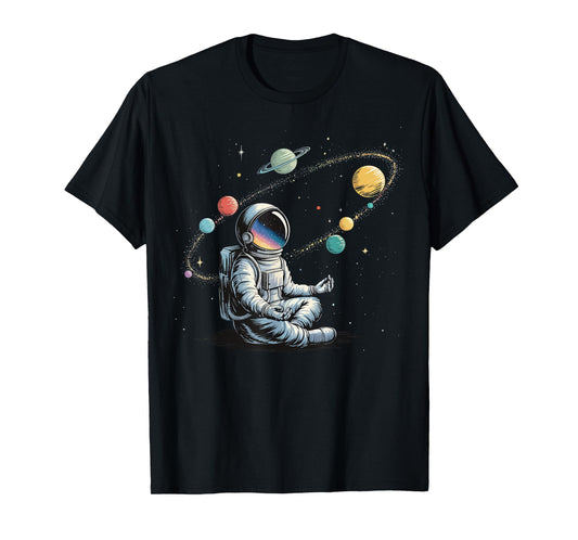 Astronaut Meditating Galaxy Yoga T-Shirt