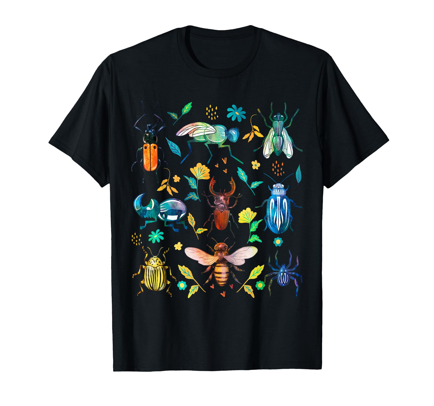 Colorful Insects & Bugs Illustration Entomology Bug Lover T-Shirt