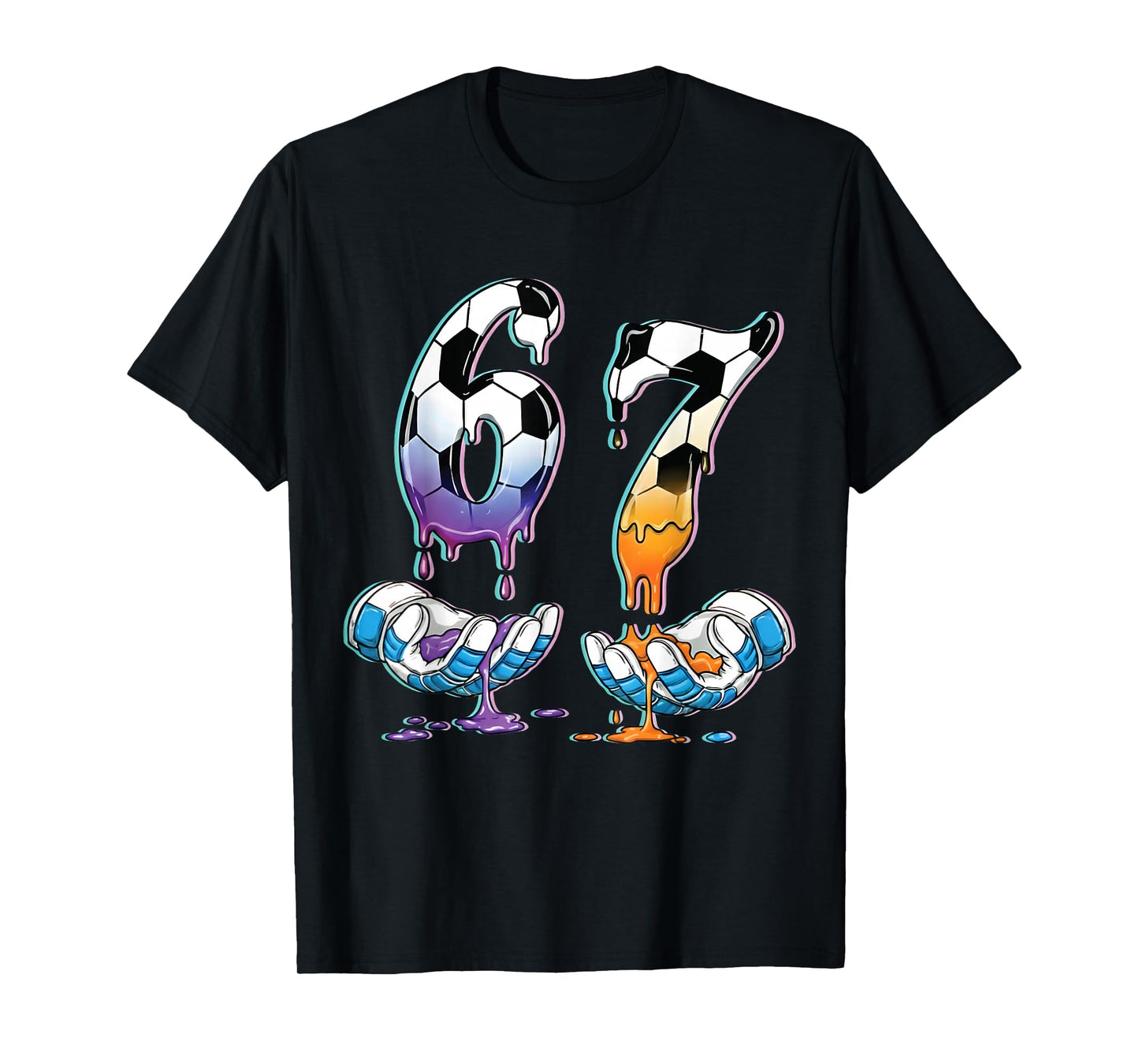 Soccer 67 Hands 6 7 Meme 6-7 Boys Teens Kids Dripping Soccer T-Shirt