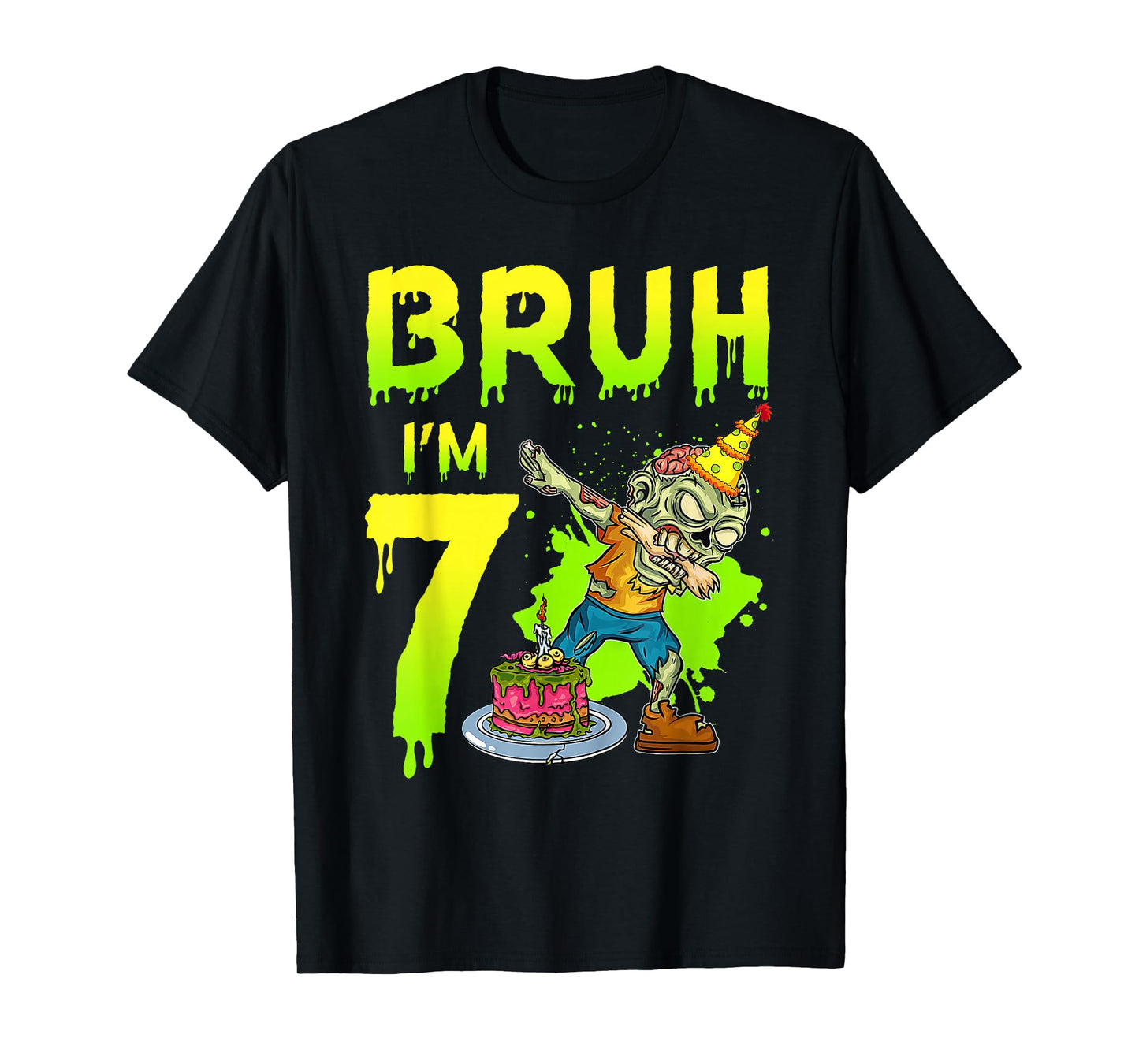 Bruh I'm 7th Birthday Zombie Lover 7 Years Old Boys T-Shirt