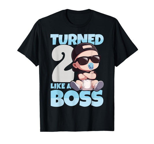 Baby 2nd Birthday Boy Girl 2 Years Like a Boss Kids T-Shirt