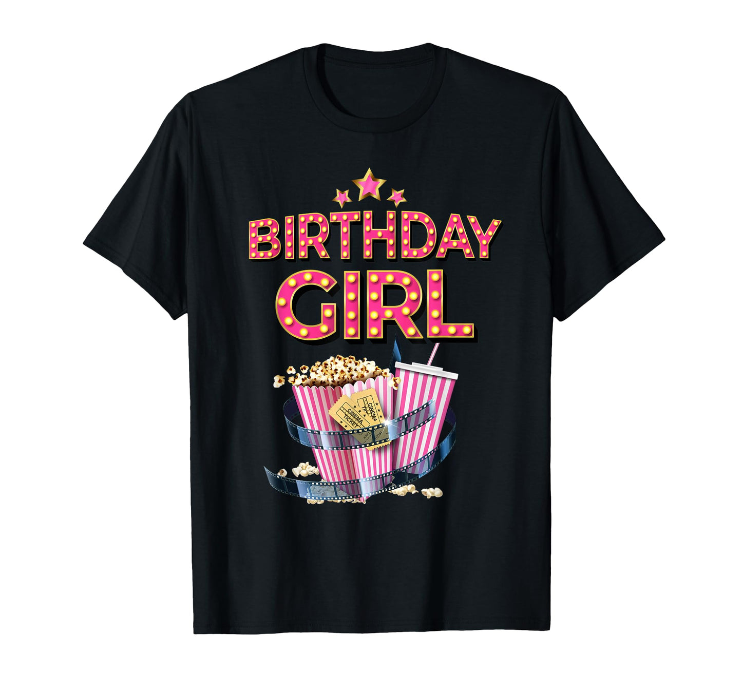 Birthday Girl Crew Movie Night Theme Matching Party T-Shirt