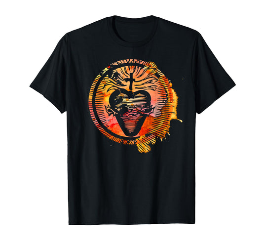 Sacred Heart of Jesus Watercolor Catholic T-Shirt