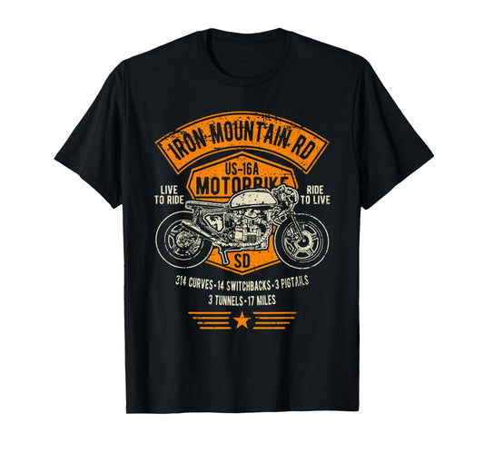 Iron Mountain Road US-16A South Dakota Motorcycle Design T-Shirt