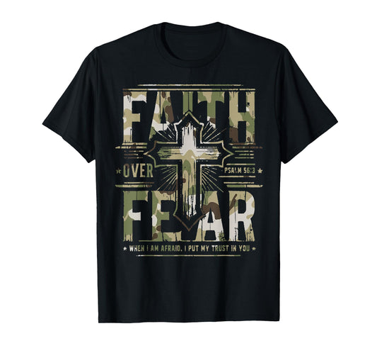 Vintage Faith Over Fear Essential Redleg Camo Jesus T-Shirt